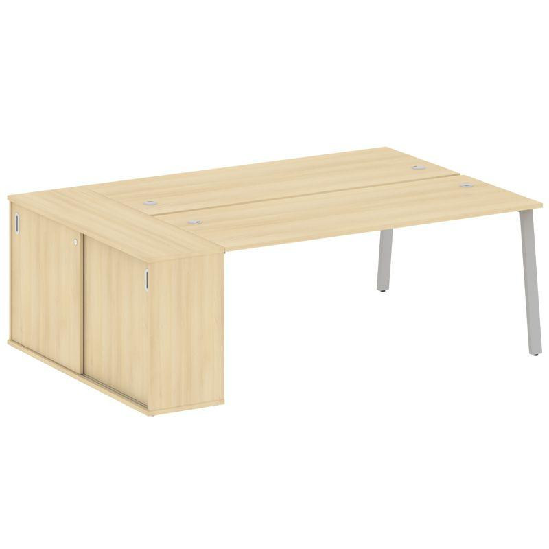 Metal System Рабочая станция с шкафом-купе на А-образном м/к БА.РС-СШК-1.5 Т Акация Лорка/Металл Сер