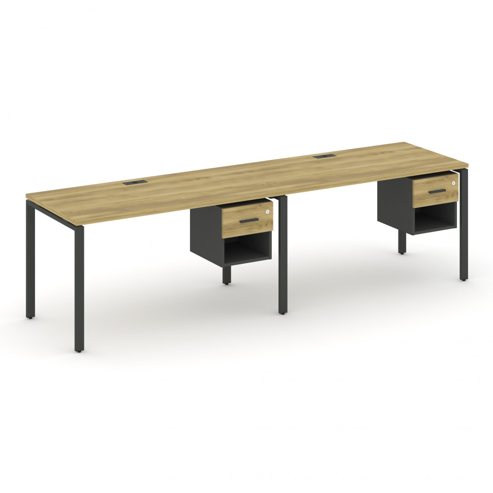 Concept Рабочая станция односторонняя с подвес. тумбами 2 места CN.ORS-118 A Дуб Винченцо/Антрацит/М