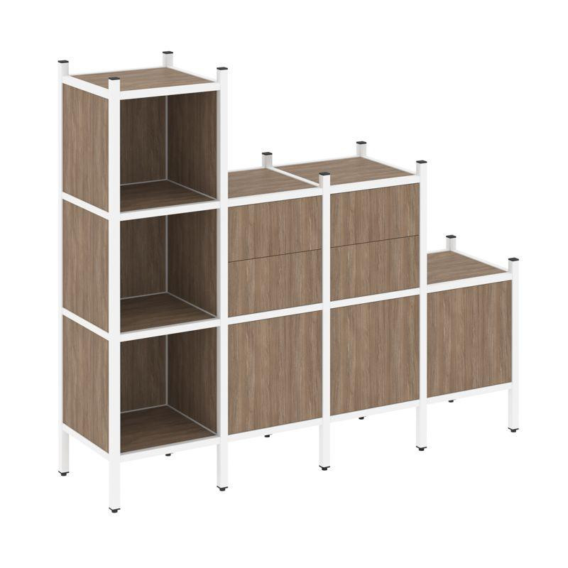 Loft Прямой стеллаж VR.L-17 Дуб Аризона/Металл Белый 1694*446*1458 Loft Прямой стеллаж VR.L-17 Дуб Аризона/Металл Белый 1694*446*1458