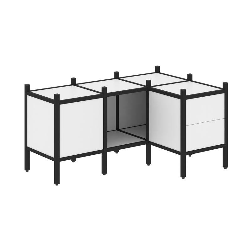 Loft Угловой внутренний стеллаж VR.L-26 Белый Бриллиант/Металл Черный 1278*862*636 Loft Угловой внутренний стеллаж VR.L-26 Белый Бриллиант/Металл Черный 1278*862*636