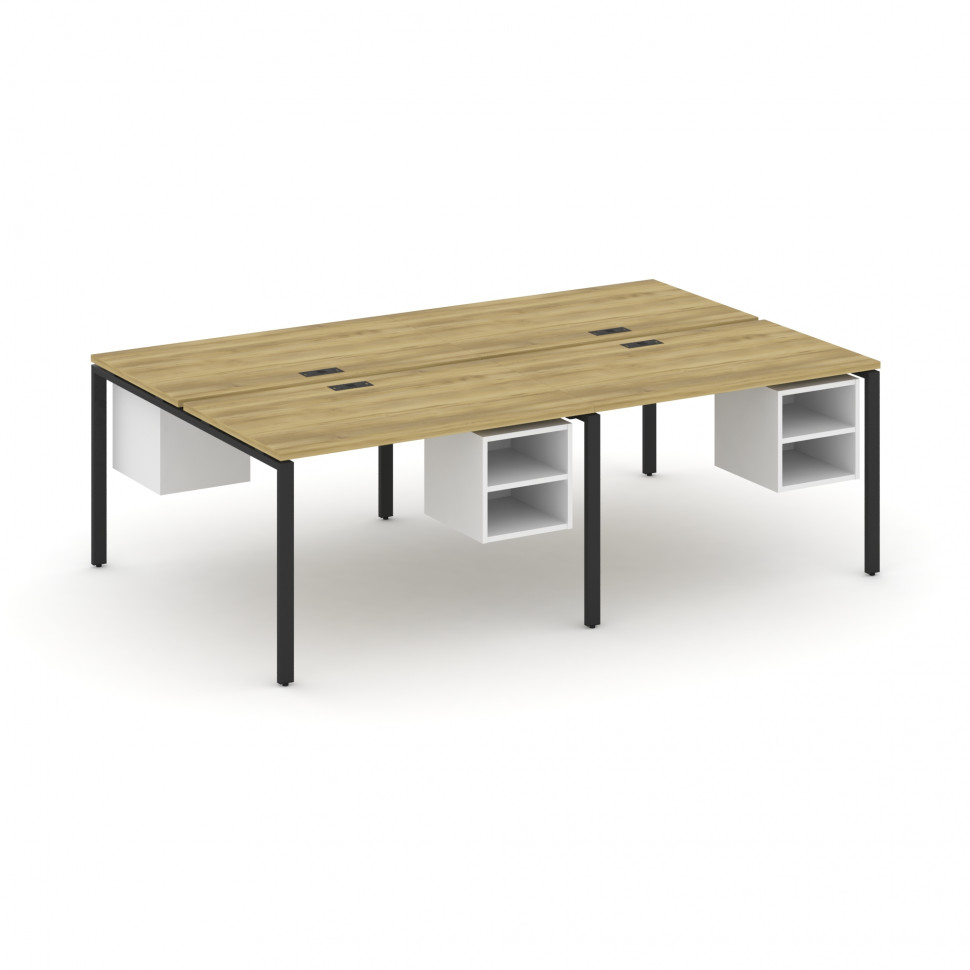 Concept Рабочая станция двухсторонняя с подвесными тумбами на 4 места CN.DRS-126 Дуб Винченцо/Белый