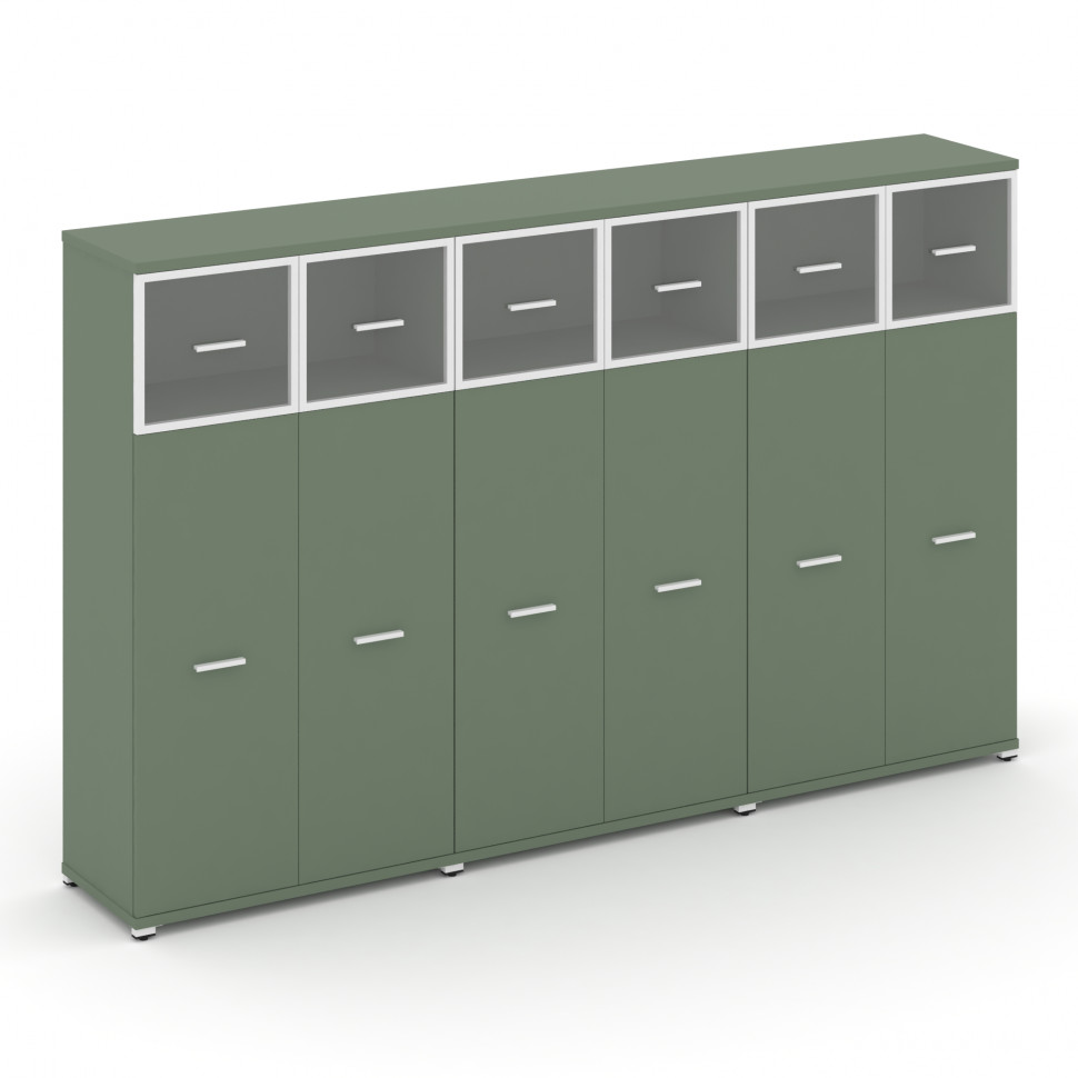 Concept Шкаф 3 широкие секции, 4 ниши CN.STS-434 RPW W Кобо/Металл Белый/Прозрачный 2500*420*1554