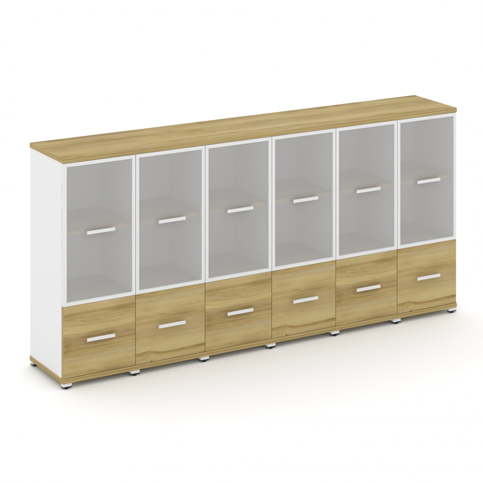 Concept Шкаф 6 узких секций, 3 ниши CN.STU-362 RMW W Дуб Винченцо/Белый Бриллиант/Металл Белый/Сатин