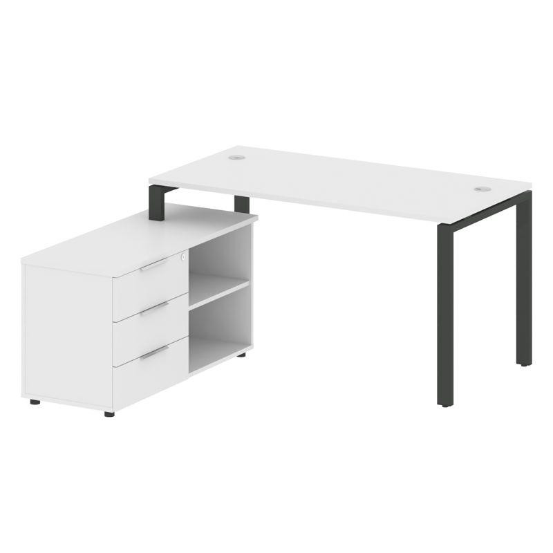 Metal System Рабочая станция с тумбой на П-образном м/к БП.РС-СТС-2.3 (L) Белый/Металл Антрацит 1500 Metal System Рабочая станция с тумбой на П-образном м/к БП.РС-СТС-2.3 (L) Белый/Металл Антрацит 1500