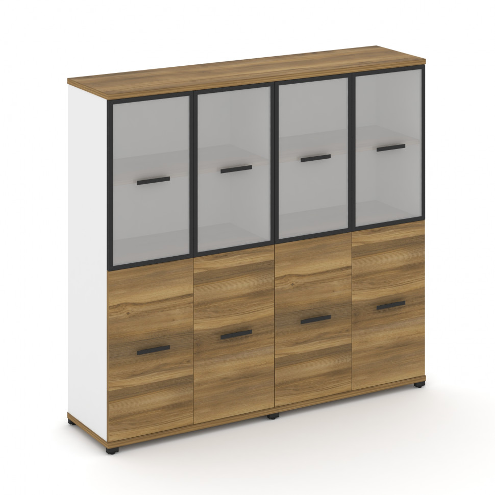 Concept Шкаф 2 широкие секции, 4 ниши CN.STS-422 RMB B Сандал Янтарный/Белый Бриллиант/Металл Черный