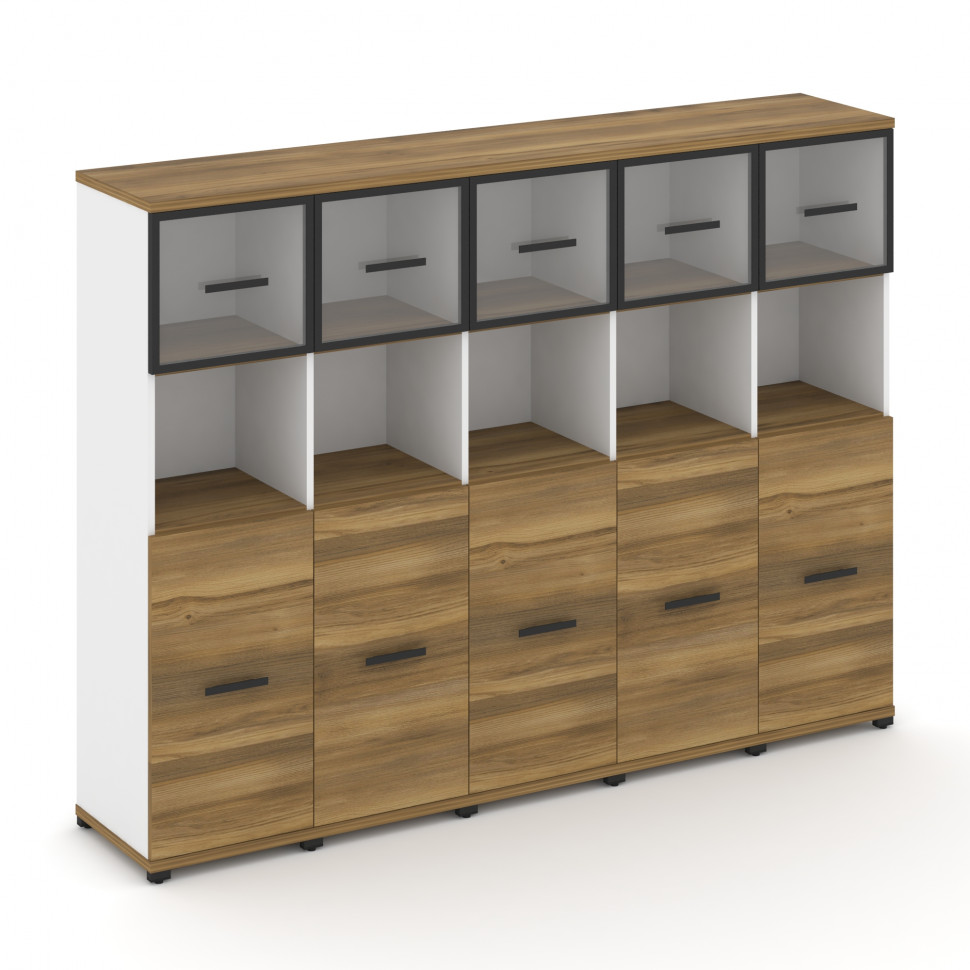 Concept Шкаф 5 узких секций, 4 ниши CN.STU-455 RPB B Сандал Янтарный/Белый Бриллиант/Металл Черный/П