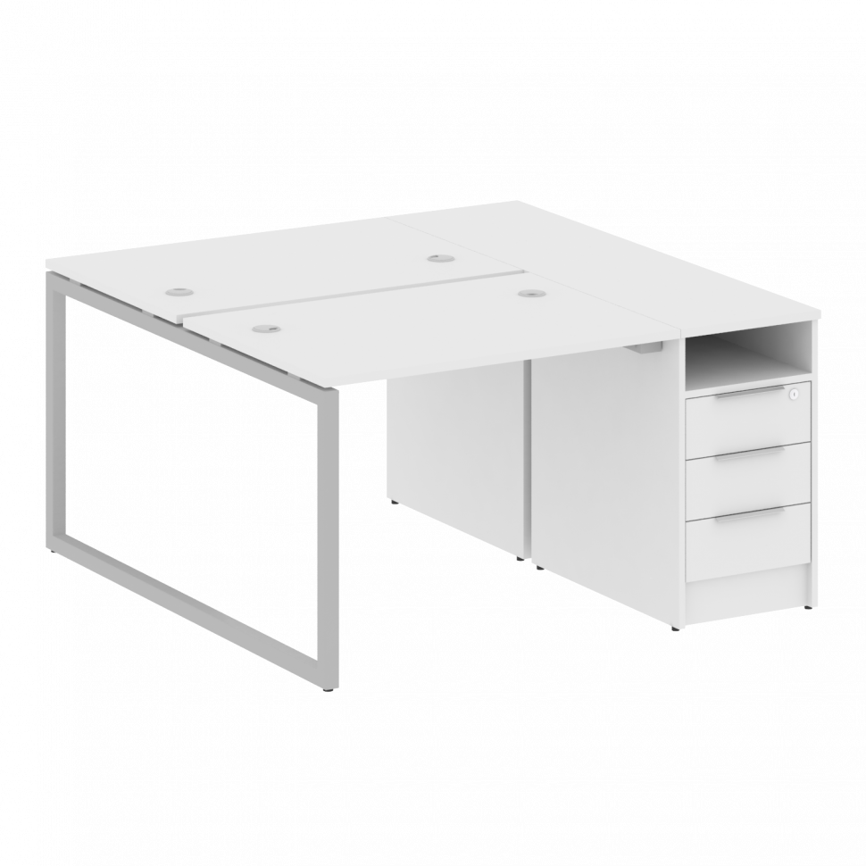 Metal System Quattro Рабочая станция с тумбой на О-образном м/к 40БО.РС-СТП-2.1 Белый/Металл Серый 1 Metal System Quattro Рабочая станция с тумбой на О-образном м/к 40БО.РС-СТП-2.1 Белый/Металл Серый 1