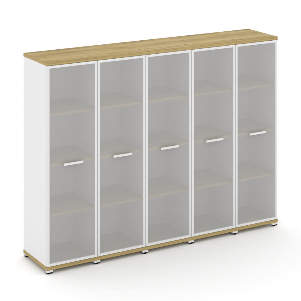 Concept Шкаф 5 узких секций, 4 ниши CN.STU-456 RMW W Дуб Винченцо/Белый Бриллиант/Металл Белый/Сатин