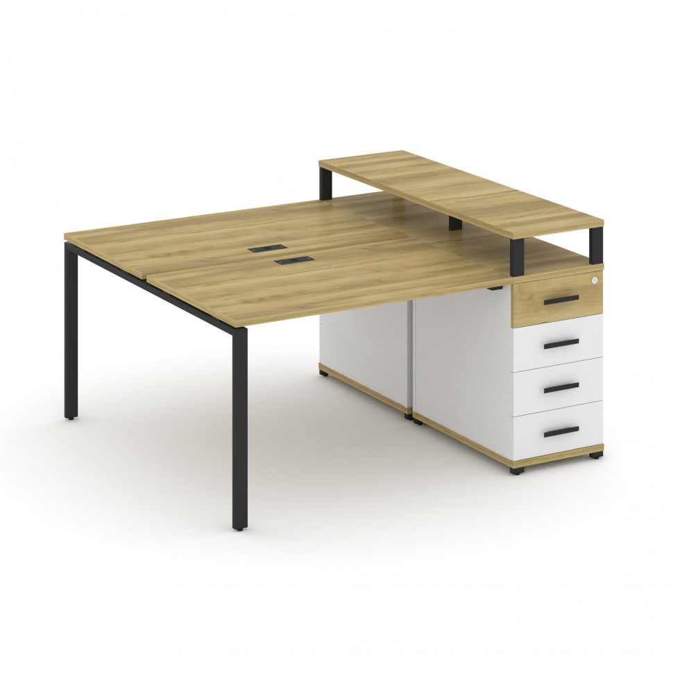 Concept Рабочая станция с 1 опорной тумбой CN.DRS-410 B Дуб Винченцо/Белый Бриллиант/Металл Черный 1 Concept Рабочая станция с 1 опорной тумбой CN.DRS-410 B Дуб Винченцо/Белый Бриллиант/Металл Черный 1