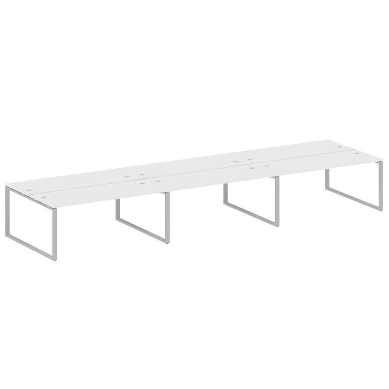 Metal System Рабочая станция на 6 мест на О-образном м/к БО.СМ-6.5 Белый/Металл Серый 5400*1475*750