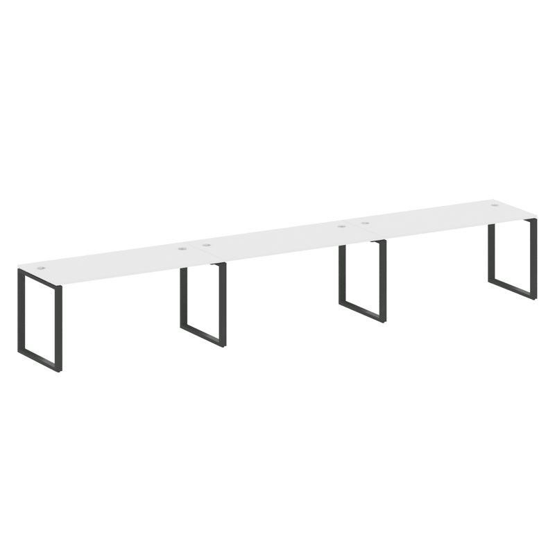 Metal System Рабочая станция на 3 места на О-образном м/к БО.СМ-3.4 Белый/Металл Антрацит 4800*720*7