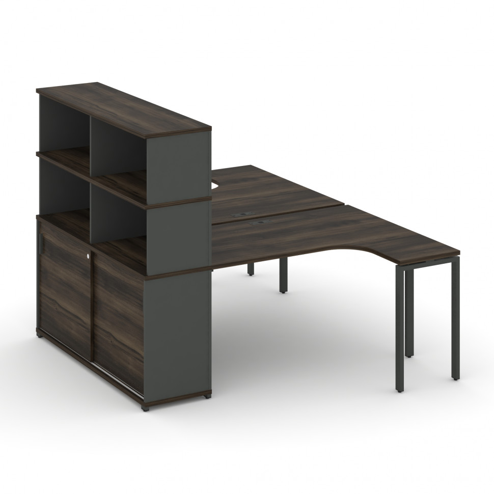 Concept Рабочая станция с опорным шкафом-купе с надставкой выс. CN.DSA-221 A Дуб Мали/Антрацит/Метал