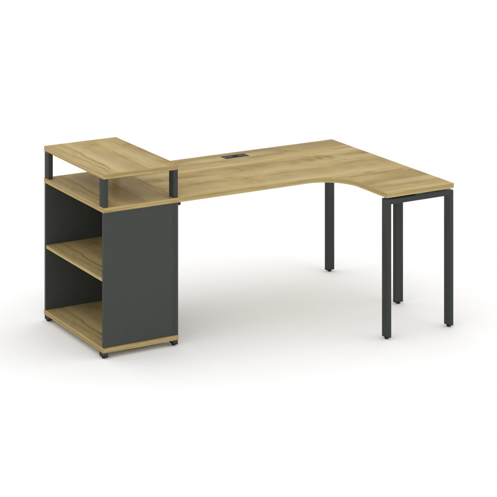 Concept Стол эргономичный с опорным стеллажом с верх. горизонтом CN.SA-203(R) Дуб Винченцо/Антрацит/ Concept Стол эргономичный с опорным стеллажом с верх. горизонтом CN.SA-203(R) Дуб Винченцо/Антрацит/