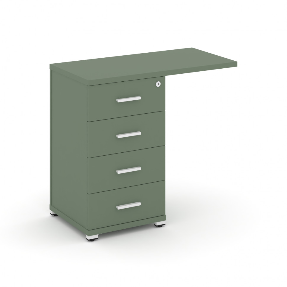 Concept Тумба приставная узкая со свесом 4 ящ. CN.TUS-001 W Кобо/Металл Белый 836*420*750