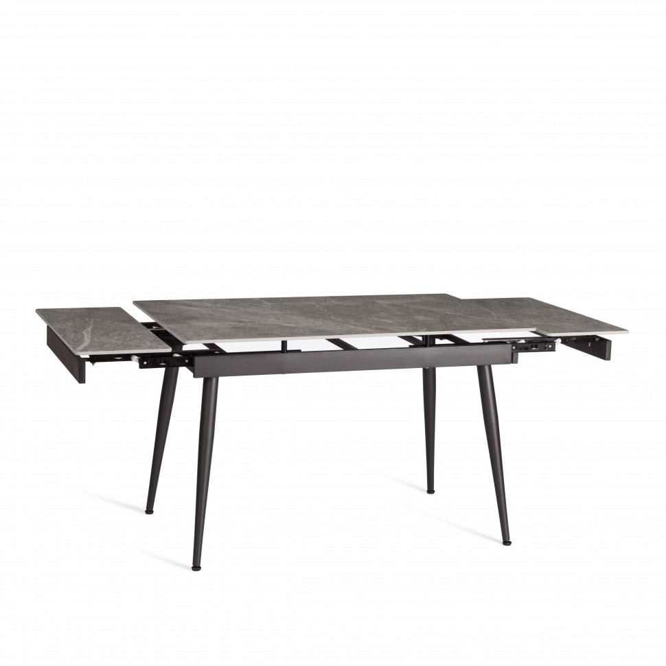 Стол обеденный Lord Grey/Лорд Грей столешница керамика (глянцевая) / опоры металл, серый/чёрный, (120+30+30)x80x75(+1) см