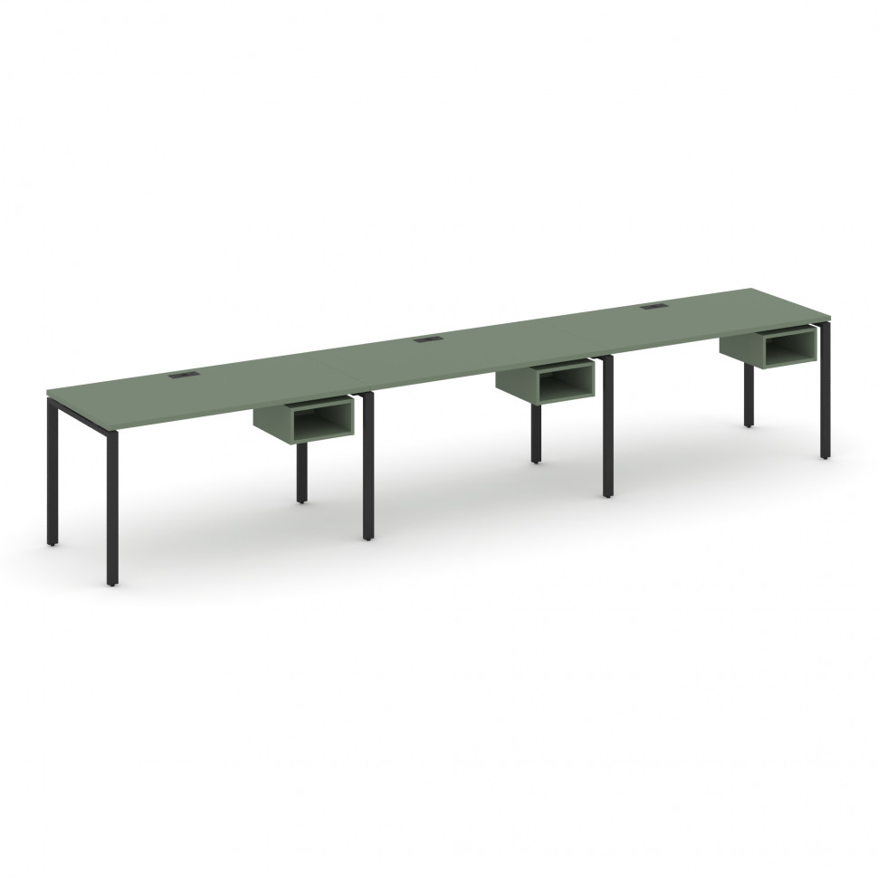 Concept Рабочая станция односторонняя с подвес. тумбами 3 места CN.ORS-122 Кобо/Металл Черный 3540*7