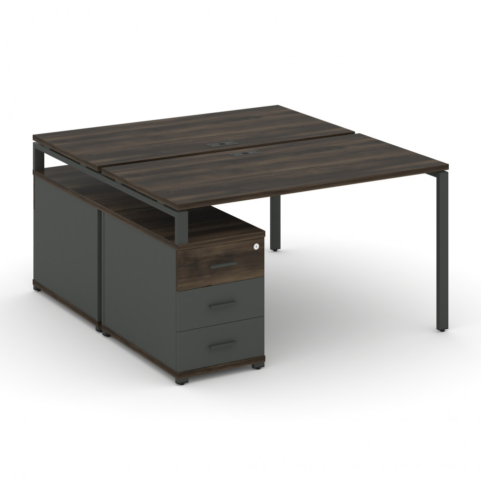 Concept Рабочая станция 2 места с двухсторонней опорной тумбой CN.DRS-302 A Дуб Мали/Антрацит/Металл Concept Рабочая станция 2 места с двухсторонней опорной тумбой CN.DRS-302 A Дуб Мали/Антрацит/Металл