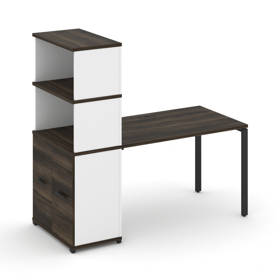 Concept Стол рабочий с опорным распаш. шкафом с надставкой выс. CN.SP-230 B Дуб Мали/Белый Бриллиант