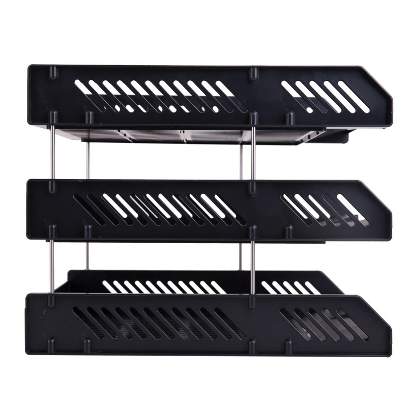 Лоток горизонтальный для бумаг Deli E9209 набор 3шт на металл.стерж черный