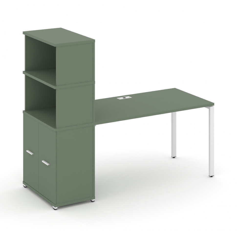Concept Стол рабочий с опорным распаш. шкафом с надставкой выс. CN.SP-229 W Кобо/Металл Белый 1400*7