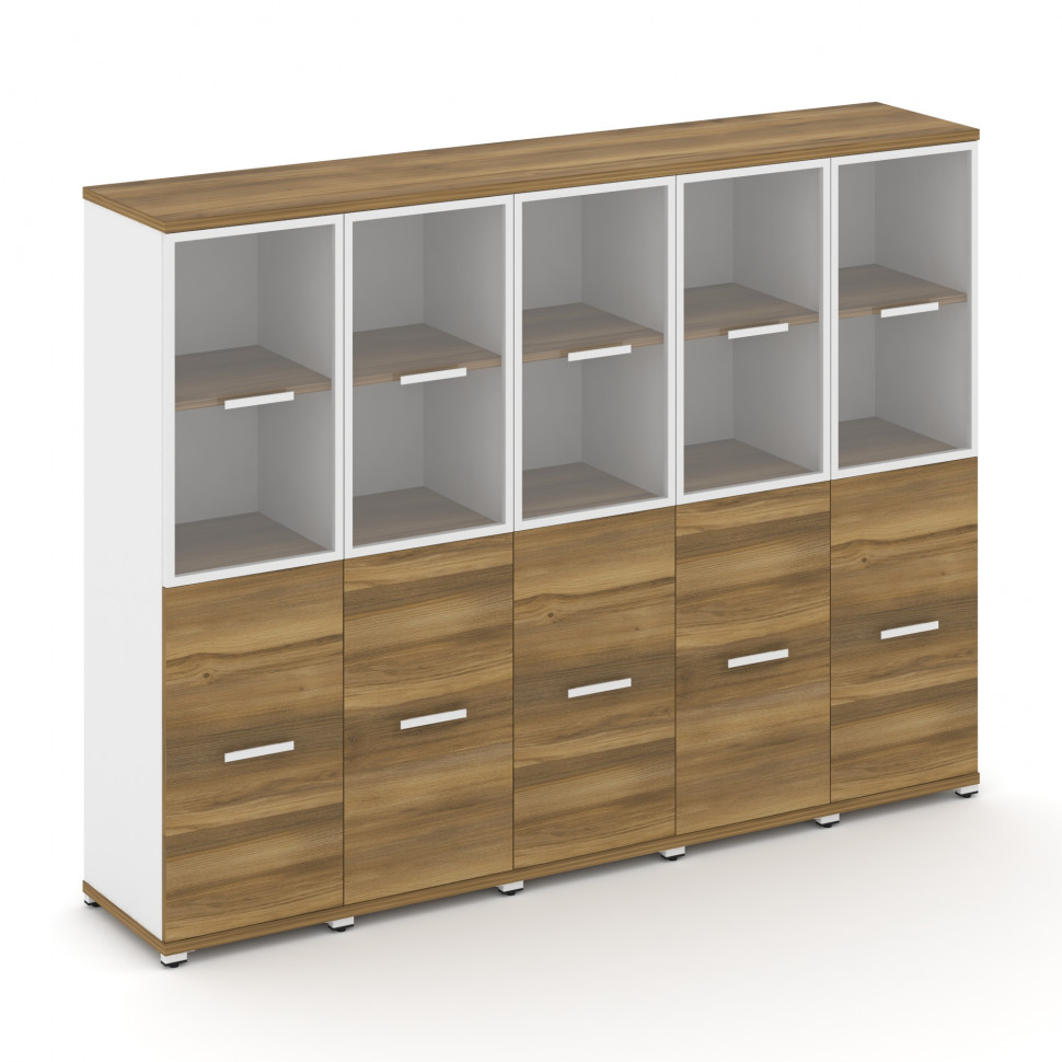 Concept Шкаф 5 узких секций, 4 ниши CN.STU-452 RPW W Сандал Янтарный/Белый Бриллиант/Металл Белый/Пр