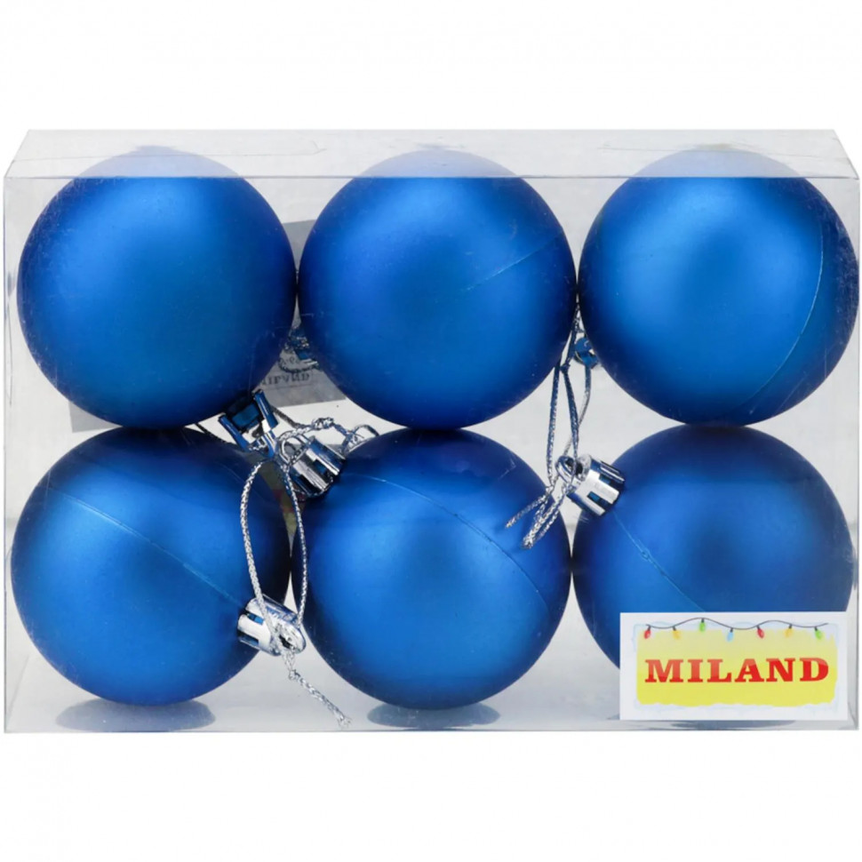 Набор шаров новогодних матовых елочных Синий бархат 6 см  (6 шт), НУ-6997