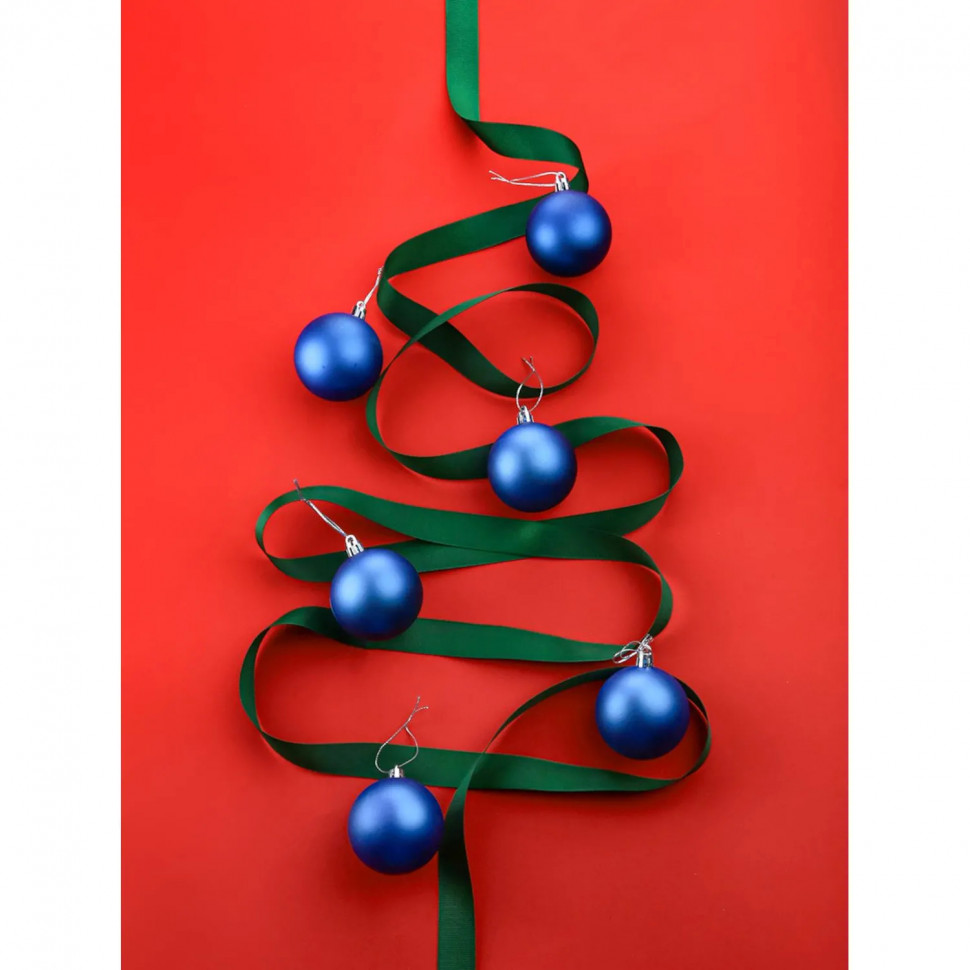 Набор шаров новогодних матовых елочных Синий бархат 6 см  (6 шт), НУ-6997