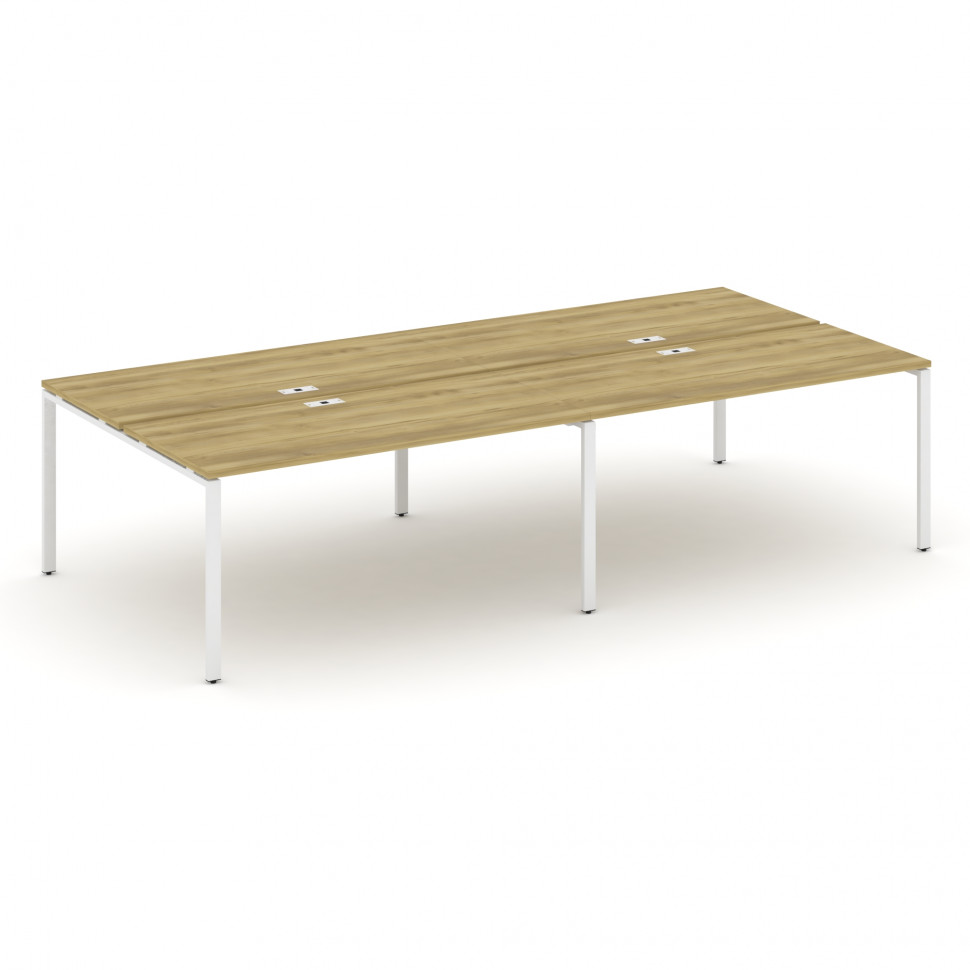 Concept Рабочая станция на 4 места CN.DRS-008 Дуб Винченцо/Металл Белый 3160*1480*750