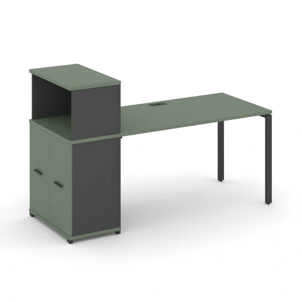 Concept Стол рабочий с опорным распаш. шкафом с надставкой низ. CN.SP-225 A Кобо/Антрацит/Металл Ант