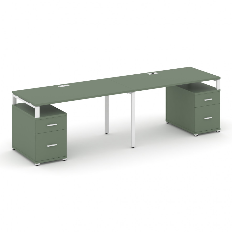 Concept Рабочая станция 2 места с 2 опорными тумбами CN.ORS-322 W Кобо/Металл Белый 2360/3092*720*75 Concept Рабочая станция 2 места с 2 опорными тумбами CN.ORS-322 W Кобо/Металл Белый 2360/3092*720*75