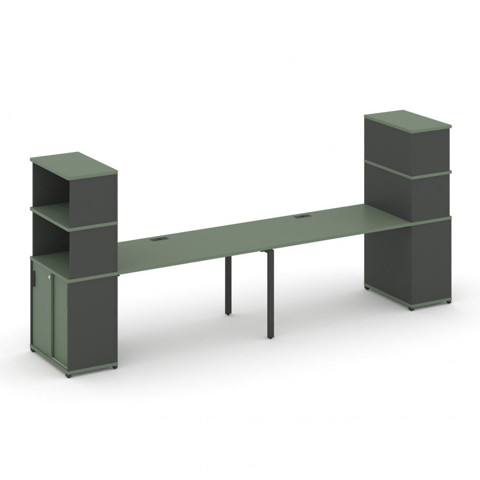 Concept Рабочая станция с опорными шкафом-купе с надставкой выс. CN.ORS-241 A Кобо/Антрацит/Металл А