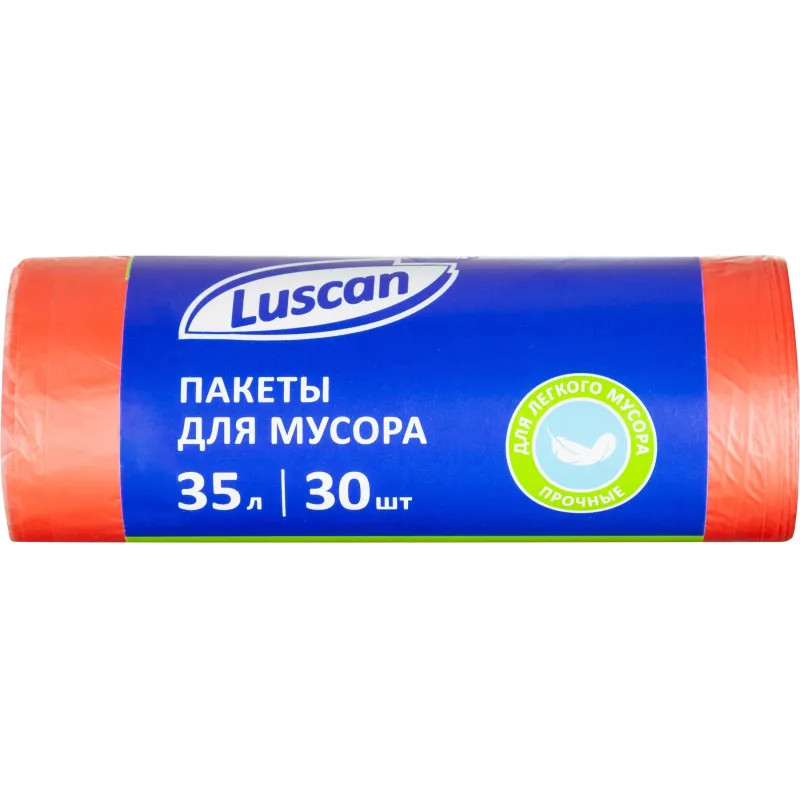 Мешки для мусора ПНД 35л 8мкм 30шт/рул красный 48х58см Luscan_СПБ