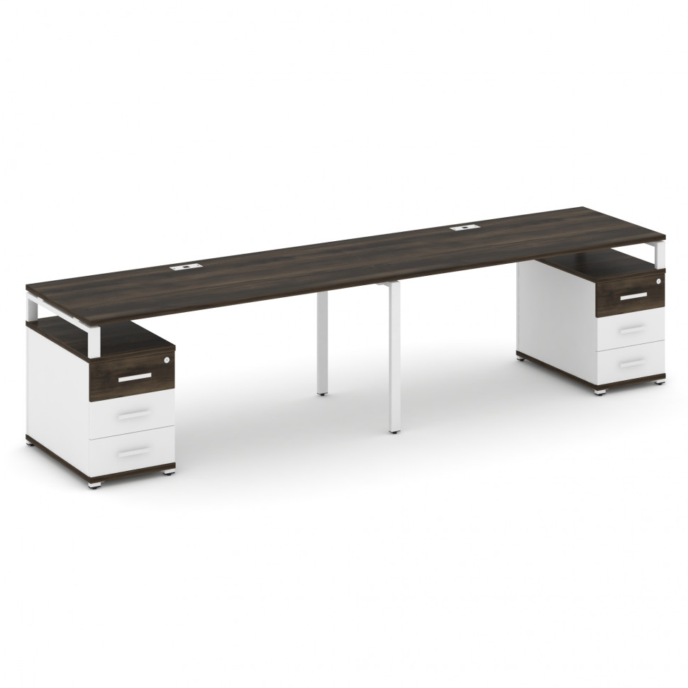 Concept Рабочая станция 2 места с 2 опорными тумбами CN.ORS-320 W Дуб Мали/Белый Бриллиант/Металл Бе Concept Рабочая станция 2 места с 2 опорными тумбами CN.ORS-320 W Дуб Мали/Белый Бриллиант/Металл Бе