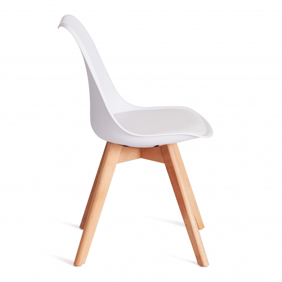 Стул TULIP (mod. 73-1) дерево/пластик/экокожа, 47,5x55x80 см, Белый (White)