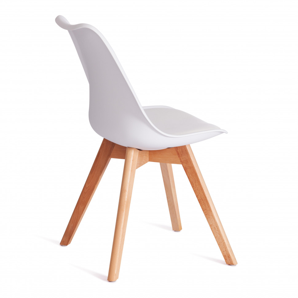 Стул TULIP (mod. 73-1) дерево/пластик/экокожа, 47,5x55x80 см, Белый (White)