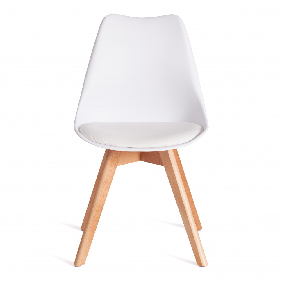 Стул TULIP (mod. 73-1) дерево/пластик/экокожа, 47,5x55x80 см, Белый (White)