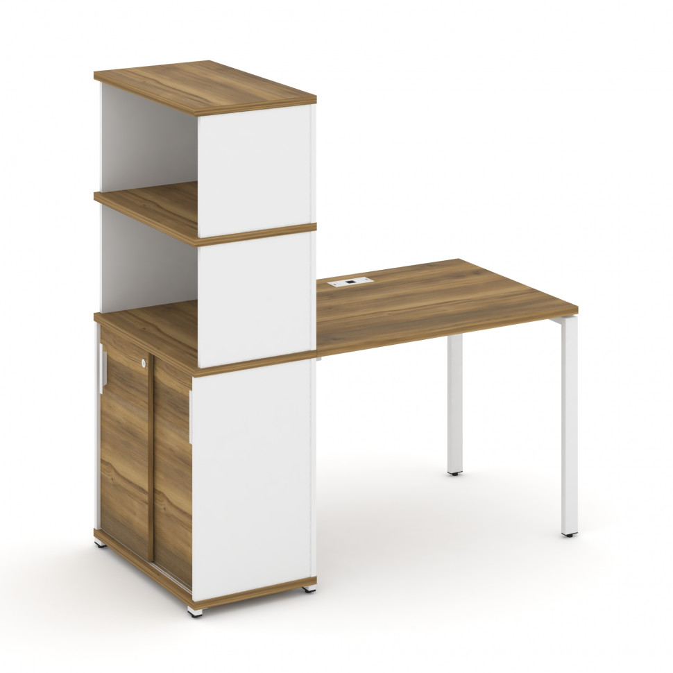Concept Стол рабочий с опорным шкафом-купе с надставкой выс. CN.SP-241 W Сандал Янтарный/Белый Брилл Concept Стол рабочий с опорным шкафом-купе с надставкой выс. CN.SP-241 W Сандал Янтарный/Белый Брилл