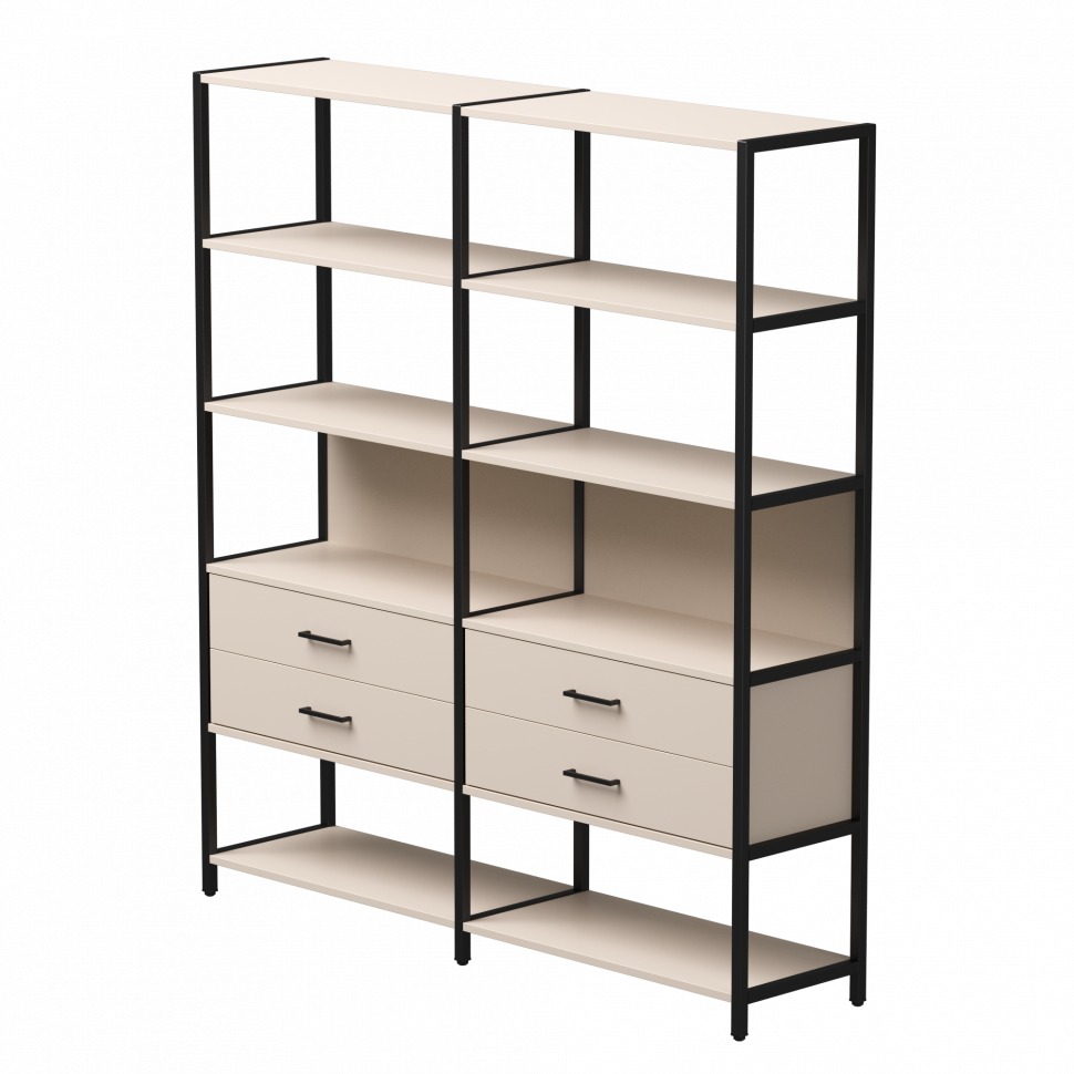 Набор стеллажных систем №7 Everprof EVO (ЭВО) 1635x385x1840 Кашемир/Черный