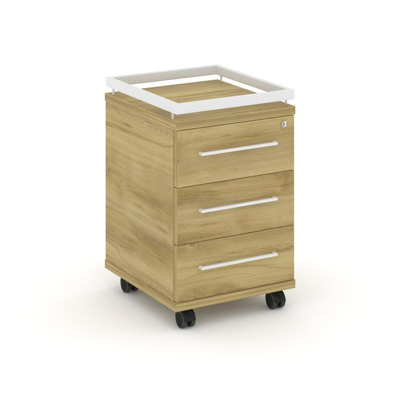 Rift Тумба мобильная усиленная + рамка RF.TM-003 Дуб Винченцо/Металл Белый/Белый Ручки 416*460*665