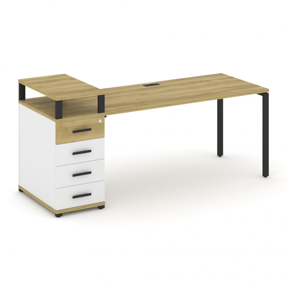 Concept Стол рабочий с 1 опорной тумбой CN.SP-412 B Дуб Винченцо/Белый Бриллиант/Металл Черный 2000* Concept Стол рабочий с 1 опорной тумбой CN.SP-412 B Дуб Винченцо/Белый Бриллиант/Металл Черный 2000*