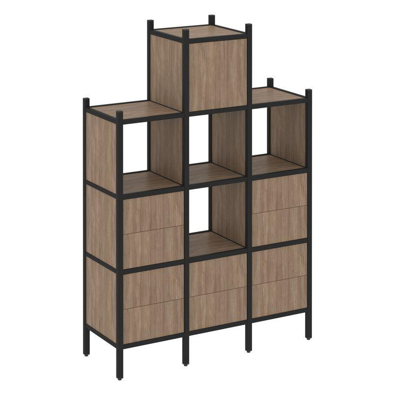 Loft Прямой стеллаж VR.L-18 Дуб Аризона/Металл Черный 1278*446*1869 Loft Прямой стеллаж VR.L-18 Дуб Аризона/Металл Черный 1278*446*1869