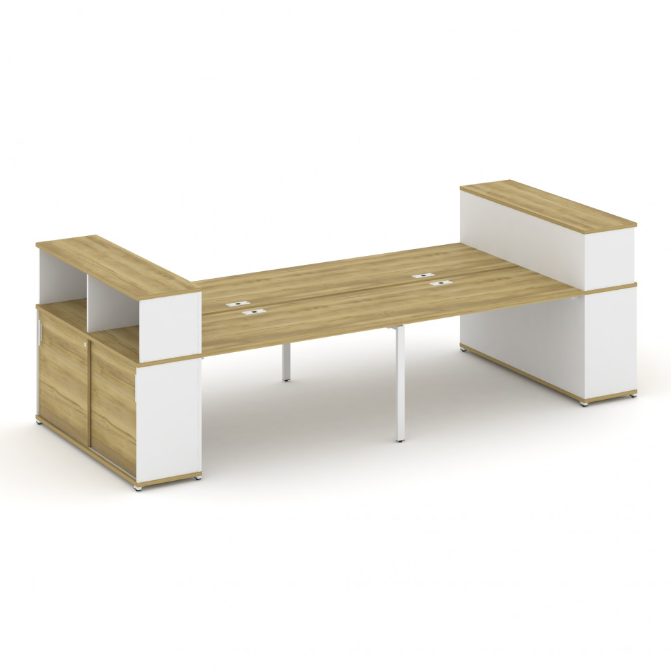 Concept Рабочая станция с опорными шкафами-купе с надставкой низ. CN.DRS-283 W Дуб Винченцо/Белый Бр