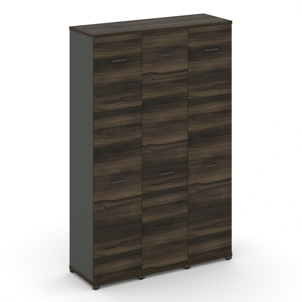 Concept Шкаф 3 узкие секции, 5 ниш CN.STU-537 A Дуб Мали/Антрацит/Металл Антрацит 1252*420*1922