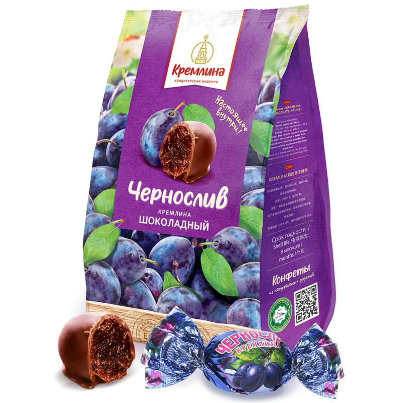 Конфеты шоколадные Кремлина Чернослив, 190 гр Конфеты шоколадные Кремлина Чернослив, 190 гр