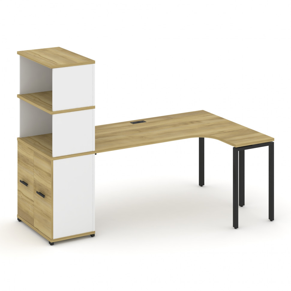 Concept Стол эргономичный с опорным распаш. шкафом с надставкой выс. CN.SA-216(R) B Дуб Винченцо/Бе Concept Стол эргономичный с опорным распаш. шкафом с надставкой выс. CN.SA-216(R) B Дуб Винченцо/Бе