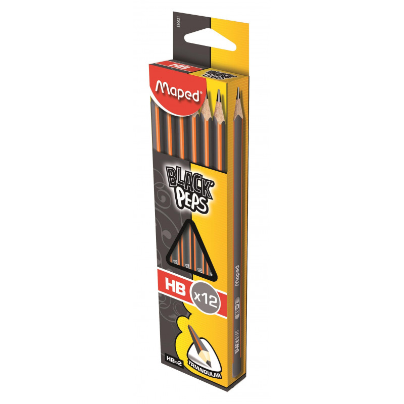 Карандаш чернографитный Maped BLACK PEP'S,HB,дерево,трехгран.,б/ласт,850021