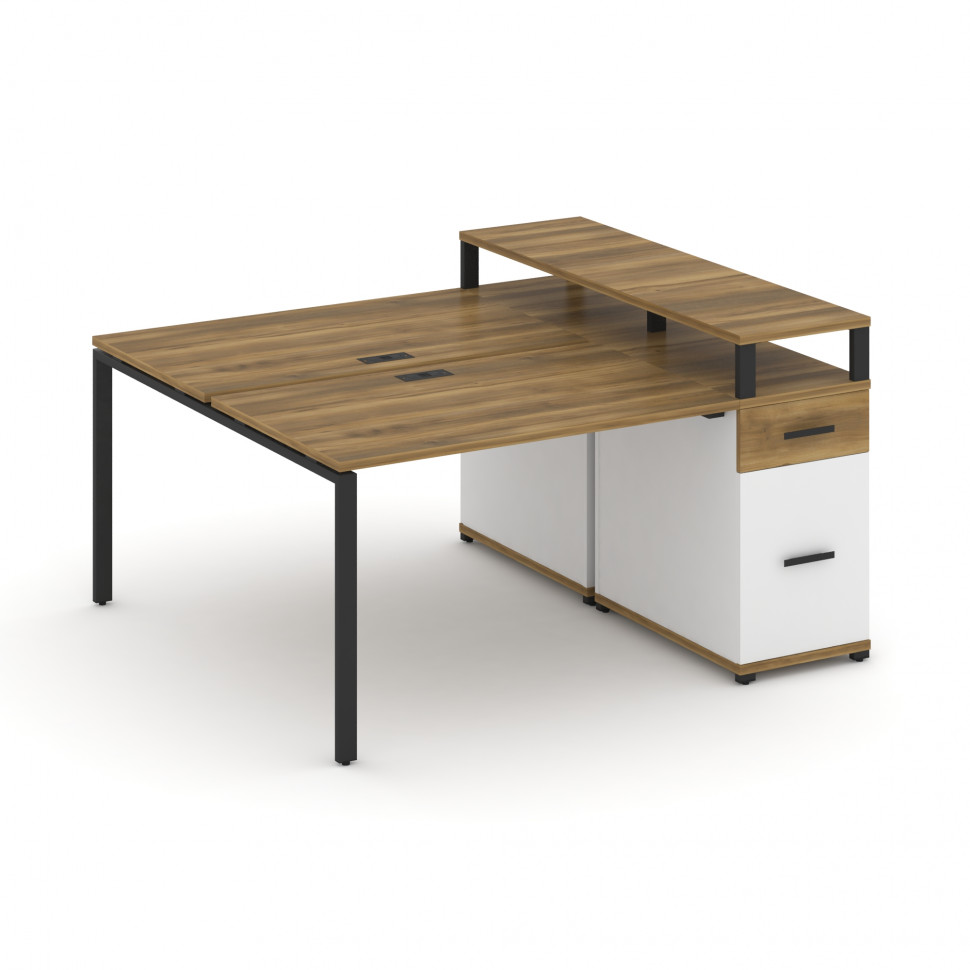 Concept Рабочая станция с 1 опорной тумбой CN.DRS-414 B Сандал Янтарный/Белый Бриллиант/Металл Черны