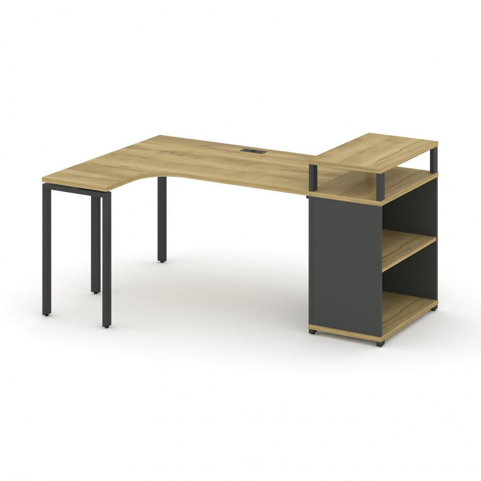 Concept Стол эргономичный с опорным стеллажом с верх. горизонтом CN.SA-203(L) Дуб Винченцо/Антрацит/