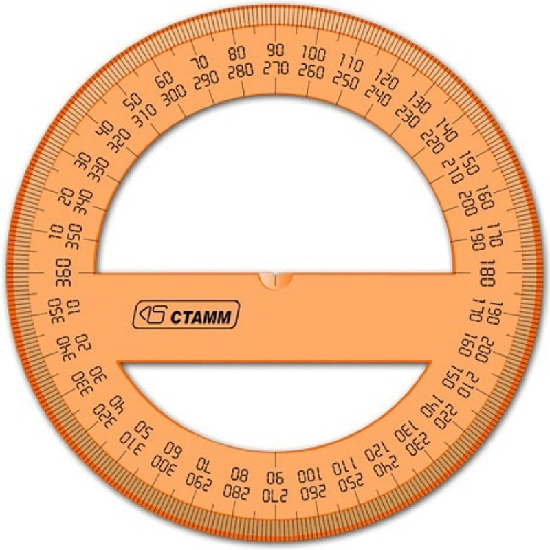 Транспортир 10 см 360  градусов, NEON Cristal, цвет ассорти ТР41