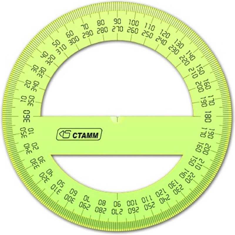 Транспортир 10 см 360  градусов, NEON Cristal, цвет ассорти ТР41